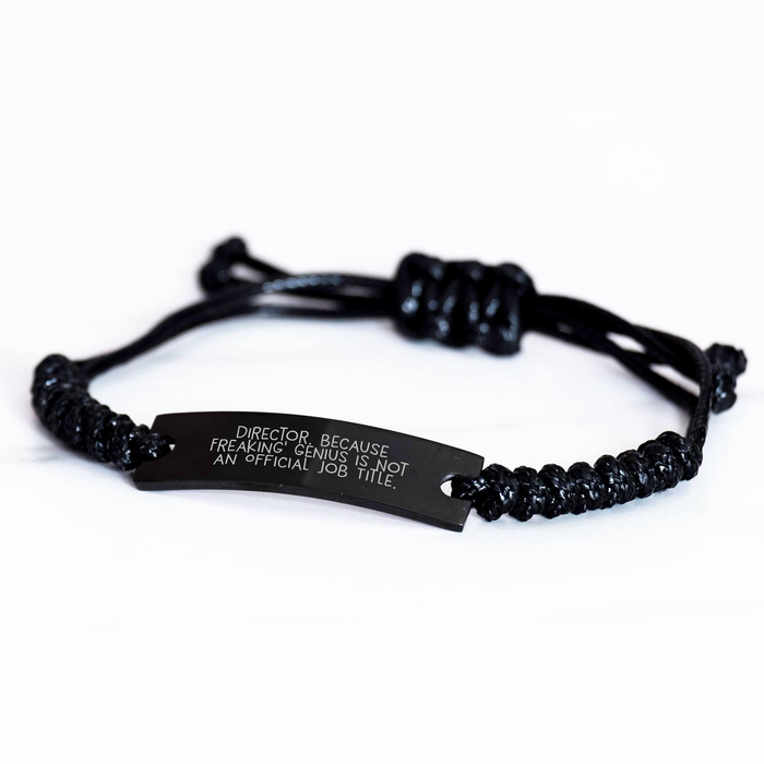 Funny Director Gifts from Friends, Unique Graduation Gifts for Men, 'Director. Because Freaking' genius Is Not An Official Job Title.' Rope Bracelet - Image 2