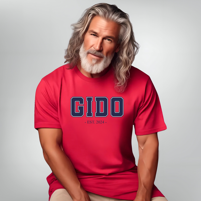 Gido Established 2024 Tee Shirt - Personalized Grandfather Gift - Celebratory Grandpa T-Shirt - Custom Gido New Grandfather Present - Cotton