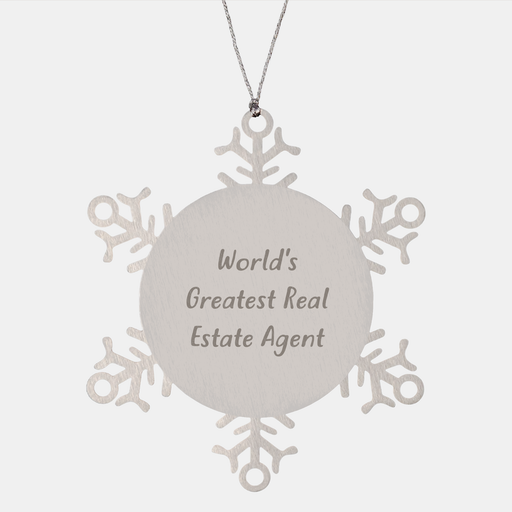 World's Greatest Real Estate Agent Snowflake Ornament Gifts from Men to Real Estate Agent, Unique Christmas Ornament for Real Estate Agent, Snowflake Ornament for Her, Him, Coworkers, Family - Image 1