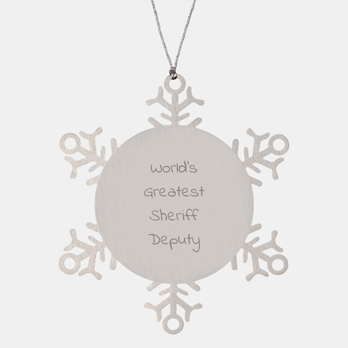 World's Greatest Sheriff Deputy Gifts from Men, Sheriff Deputy Snowflake Ornament for Christmas Unique Gifts - Image 1
