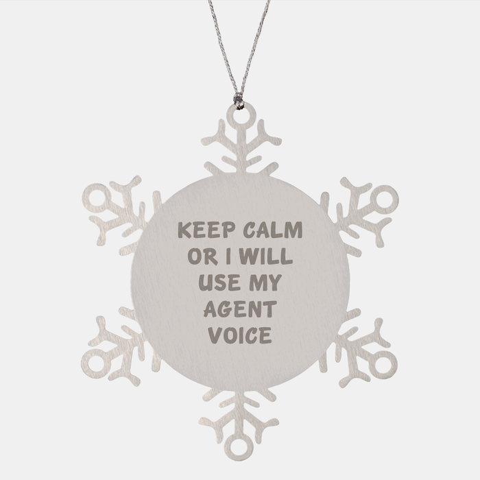Agent Gifts from Friends, Funny Snowflake Ornament for Men, Christmas Unique Agent Voice - Image 1