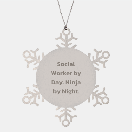 Social Worker Ninja Snowflake Ornament Gifts from Friends, Christmas Unique Present for Social Worker By Day, Snowflake Warrior By Night - Image 1