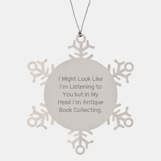 Antique Book Collecting Gifts for Her, Funny Snowflake Ornament from Him, Christmas Unique Finds - Image 1