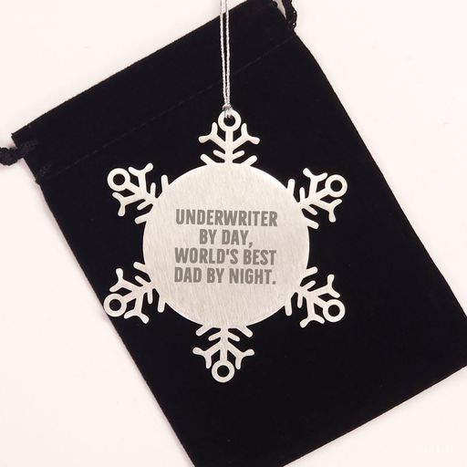 Underwriter Snowflake Ornament by Day, World's Best Dad by Night, Gifts from Men to Underwriter, Christmas Unique Gifts - Image 2