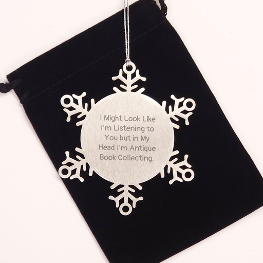 Antique Book Collecting Gifts for Her, Funny Snowflake Ornament from Him, Christmas Unique Finds - Image 2