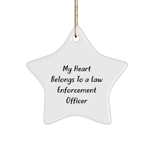 Gifts from Family, Law Enforcement Officer Gifts, Inspirational Star Ornament, My Heart Belongs To A Law Enforcement Officer, Christmas Unique Gifts for Law Enforcement Officer Men - Image 1