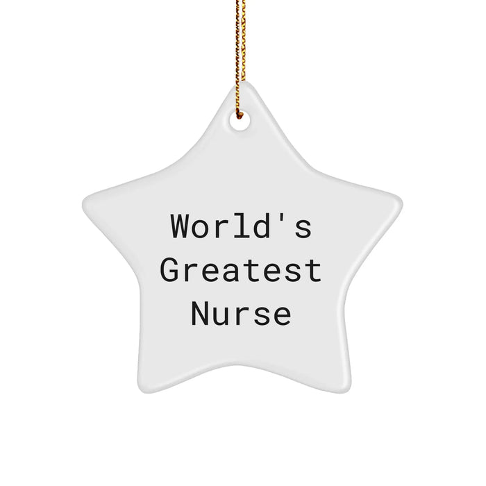 Gifts from Coworkers - World's Greatest Nurse Star Ornament, Nurse Gifts for Christmas - Image 1