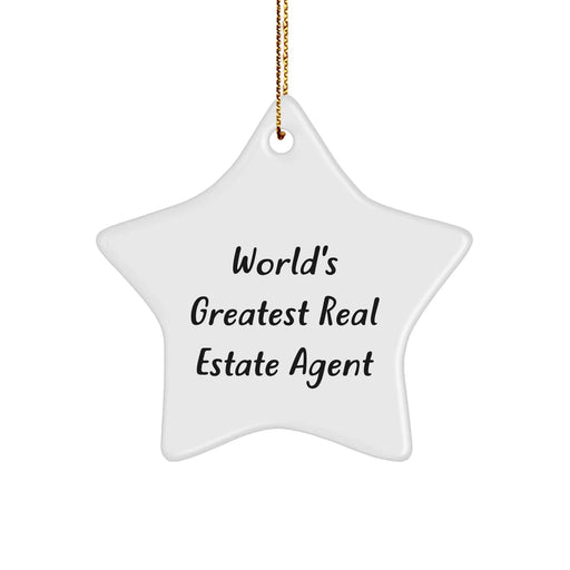 Funny 'World's Greatest Real Estate Agent' Star Ornament for Christmas Unique Gifts from Friends or Family to Real Estate Agent - Image 1