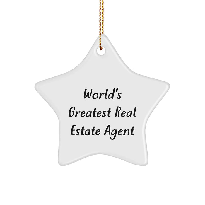 Funny 'World's Greatest Real Estate Agent' Star Ornament for Christmas Unique Gifts from Friends or Family to Real Estate Agent - Image 1