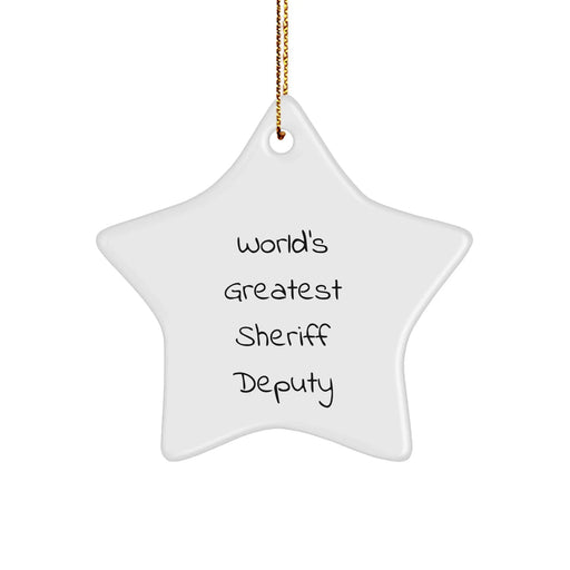 Funny Sheriff Deputy Gifts for Men, World's Greatest Star Ornament, Christmas Unique Gifts from Friends - Image 1