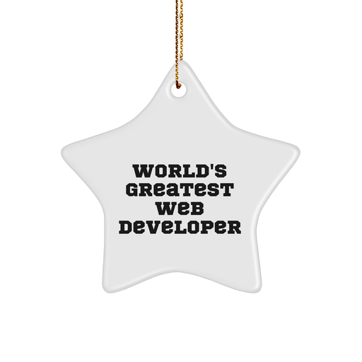 Web Developer Gifts, Funny Star Ornament, Gifts from Friends and Family for Christmas, Inspirational Quote 'World's Greatest Web Developer' for Men or Women - Image 1