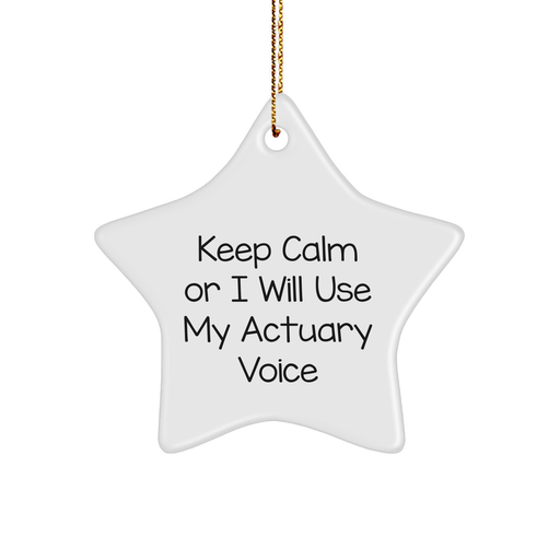 Keep Calm Actuary Gifts, Funny Star Ornament for Christmas, 'Keep Calm Or I Will Use My Actuary Voice' Quote, Gifts from Friends, for Actuary Enthusiasts - Image 1