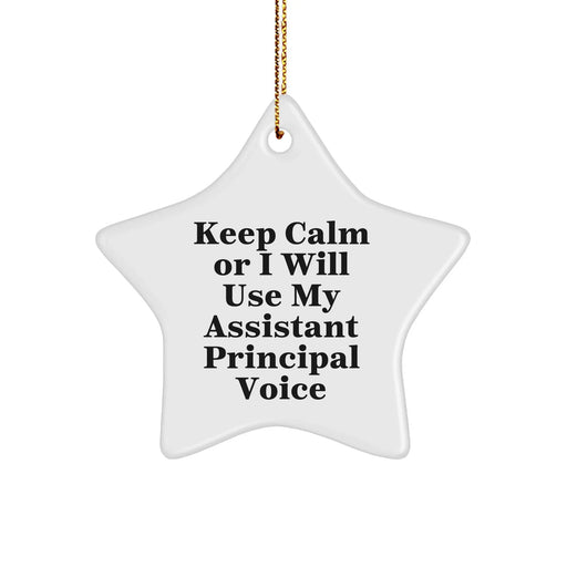 Funny Assistant Principal Gifts for Christmas - Keep Calm Or I Will Use My Assistant Principal Voice Star Ornament, Gifts from Men to Assistant Principals, Women, Friends, or Coworkers - Image 1