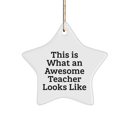 Funny Teacher Gifts from Men to Awesome Educators - This Is What An Awesome Teacher Looks Like Star Ornament for Christmas - Image 1