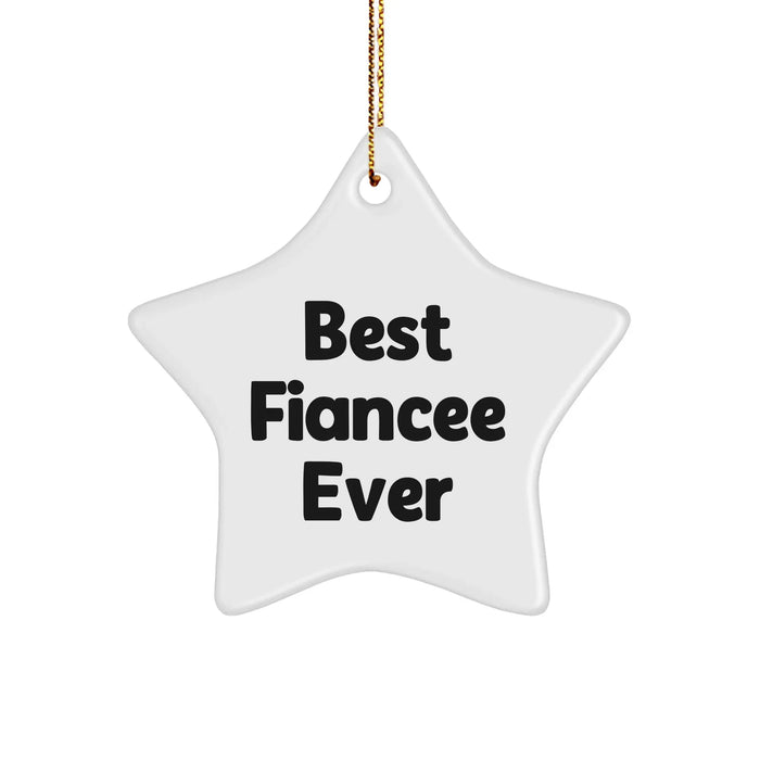 Best Fiancee Ever White Star Ornament, Funny Christmas Unique Gift for Fiancee from Women to Men, Gifts from Family to Friends, Love Star Ornament - Image 1
