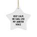 Funny Janitor Gifts from Friends for Men - Keep Calm Star Ornament, White, 3.25" Tall - Unique Christmas Memorable Present for Coworkers, Family - Image 1