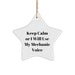 Funny Mechanic Gifts from Friends for Men - Keep Calm Star Ornament, White, 3.25" Tall, MDF, High-Gloss Finish, Perfect for Christmas - Image 1