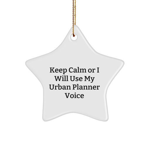 Urban Planner Gifts for Men or Women, Funny Star Ornament, 'Keep Calm Or I Will Use My Urban Planner Voice', Christmas Unique Gifts from Family - Image 1