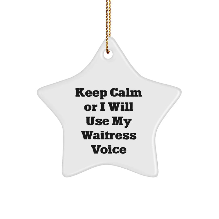 Funny Waitress Gifts, Star Ornament with Inspirational Quote, Gifts from Friends to Waitress, Christmas Memorable Presents for Waitress - Image 1