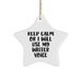 Writer's Sanctuary, Funny Christmas Unique Gifts from Women to Friends, 'Keep Calm Or I Will Use My Writer Voice' Star Ornament - Image 1