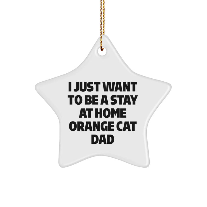 Funny Orange Cat Dad Gifts - 'I Just Want To Be A Stay At Home Orange Cat Dad' Star Ornament for Christmas from Gifts from Men to Orange Cat Lovers - Image 1