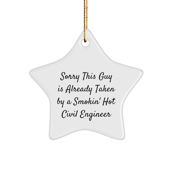 Civil Engineer Gifts, Funny Quote Star Ornament, Gifts from Friends for Civil Engineers, Christmas Unique Gifts - Image 1