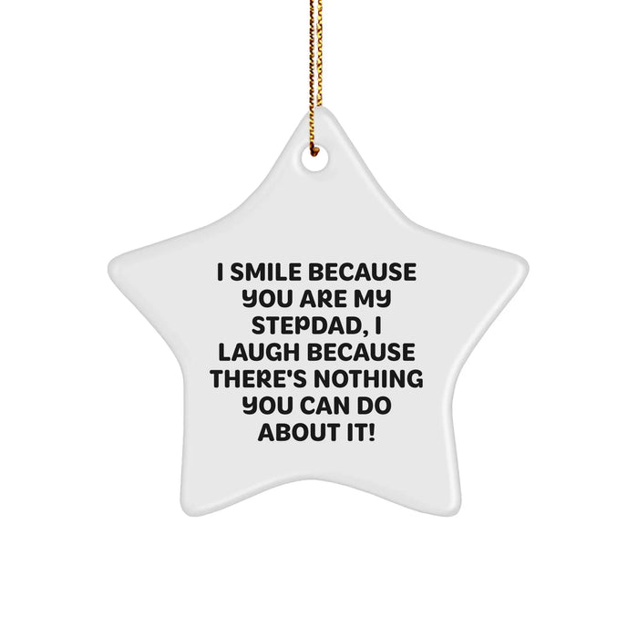 Funny Stepdad Gifts, I Smile Because You Are My Stepdad, Star Ornament, Christmas Unique Presents from Friends to Family - Image 1