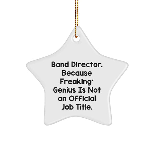 Funny Band Director Gifts from Friends - 'Band Director. Because Freaking' genius Is Not An Official Job Title.' Star Ornament for Christmas - Image 1