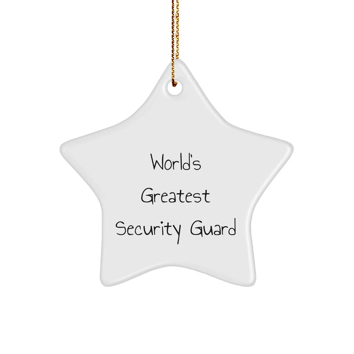 Funny Security Guard Gifts for Christmas - World's Greatest Security Guard Star Ornament from Men to Family - Image 1