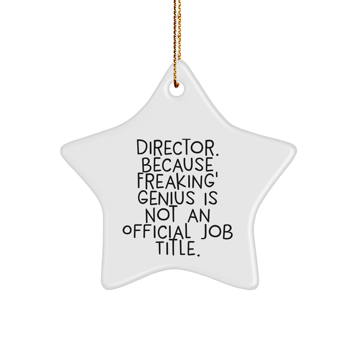 Funny Director Gifts, Star Ornament, 'Director. Because Freaking' genius Is Not An Official Job Title.' Quote, Christmas Unique Presents for Men, Women, Friends, Coworkers, Family - Image 1