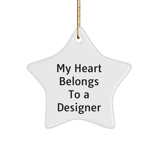 Designer Gifts from Friends and Family - My Heart Belongs To A Designer Star Ornament, Perfect for Christmas - Image 1