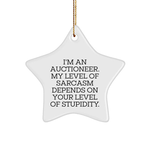 Funny Auctioneer Gifts from Friends - 'I'm An Auctioneer...' Star Ornament for Christmas - Image 1