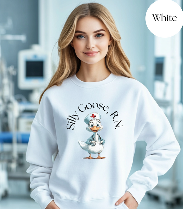 Silly Goose RN Sweatshirt, Registered Nurse Shirt, Nurse Gift, Nurse Shirt, Funny Shirt, Funny Goose Shirt,Funny Gift, Gag Gift, Nurse Day