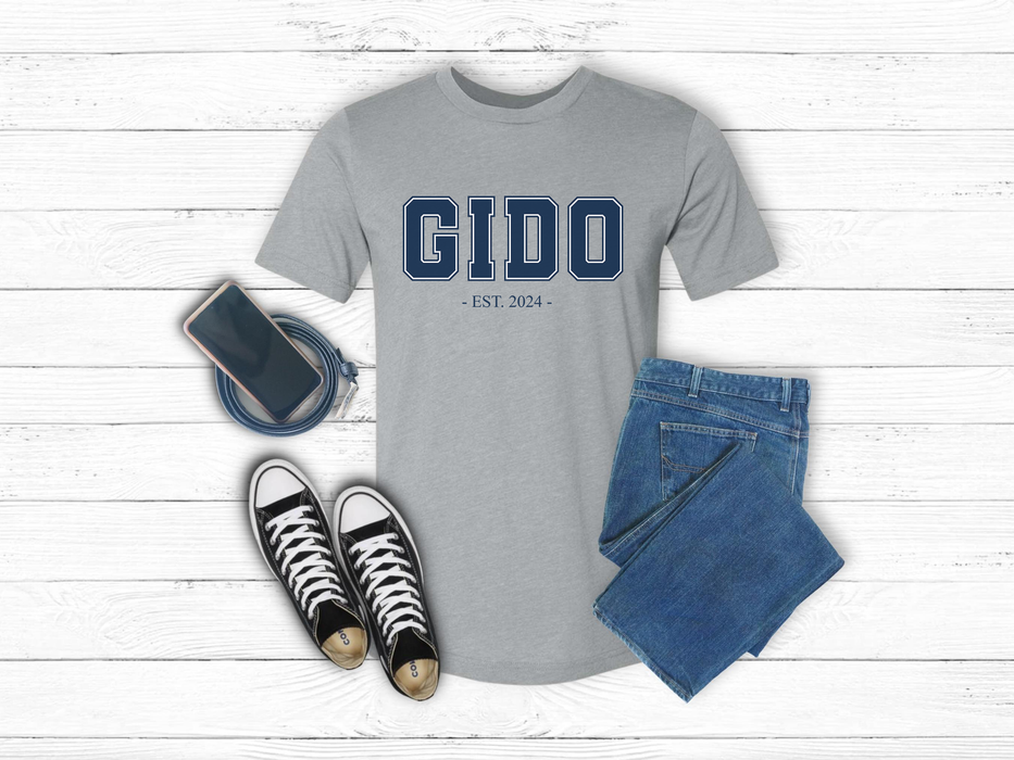 Gido Established 2024 Tee Shirt - Personalized Grandfather Gift - Celebratory Grandpa T-Shirt - Custom Gido New Grandfather Present - Cotton