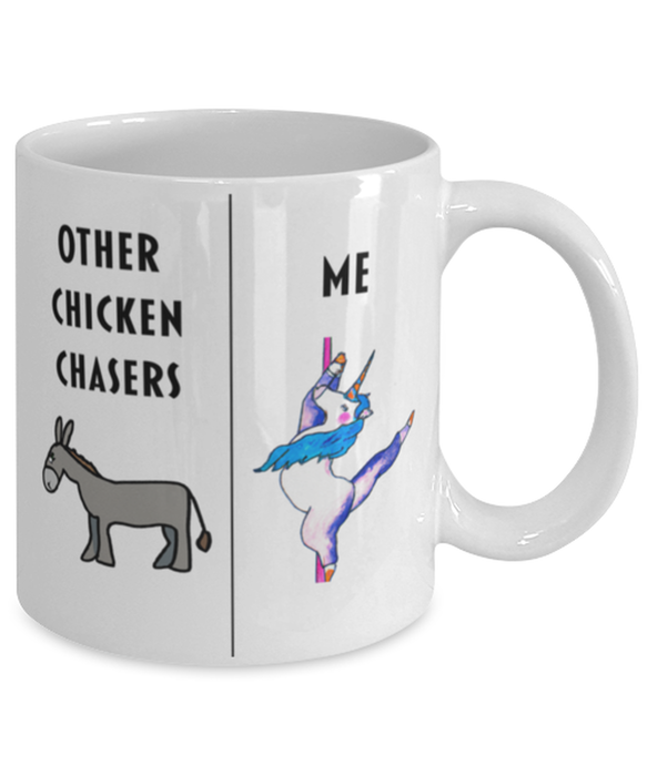 Funny Chicken Chaser Coffee Mug, Gift for Chicken Chaser, Gag Gift for Chicken Chaser, Unique Gift for Chicken Chaser, Cheap Chicken Chaser Gift, Donkey Unicorn Mug