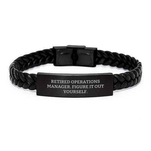 Funny Operations Manager Gifts for Men from Coworkers - Figure It Out Yourself Interlaced Leather Bracelet, Christmas Unique - Image 1