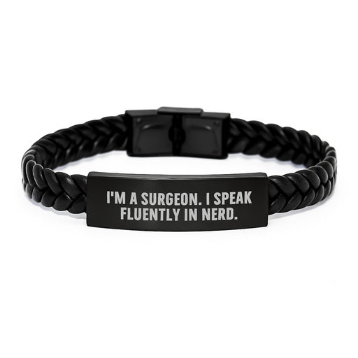 Surgeon's Gift Idea - Funny Quote Interlaced Leather Bracelet for Men, Birthday Unique Gifts from Friends, Coworkers, Family - Image 1