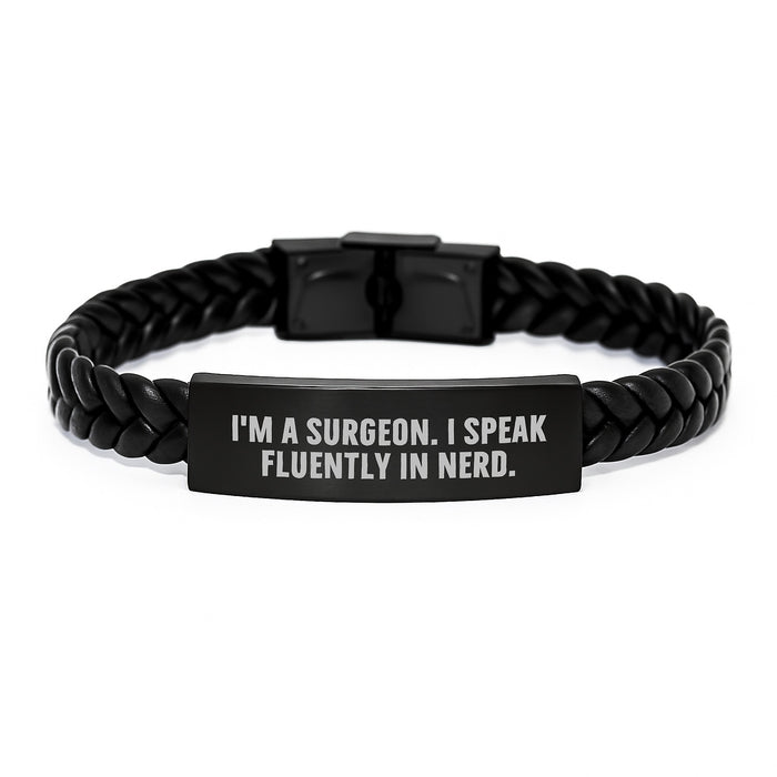 Surgeon's Gift Idea - Funny Quote Interlaced Leather Bracelet for Men, Birthday Unique Gifts from Friends, Coworkers, Family - Image 1