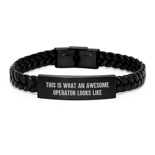 Funny Operator Gifts, Men's Interlaced Leather Bracelet, Christmas Unique for Operators, 'This Is What An Awesome Operator Looks Like' Quote, Gifts from Men to Operator Friends - Image 1