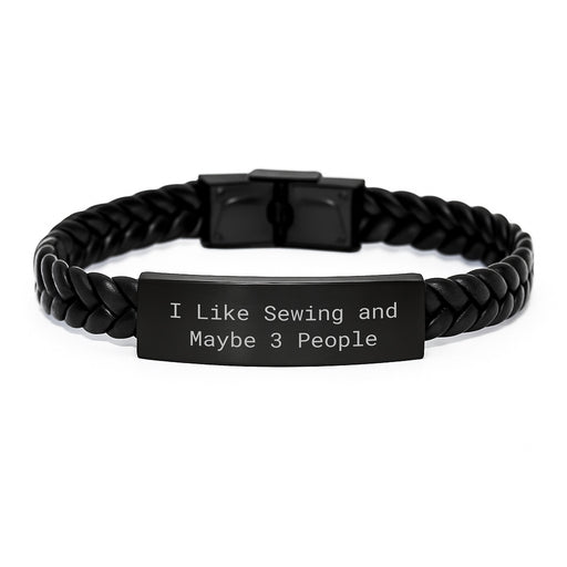 Sewing Enthusiast Funny Quote Interlaced Leather Bracelet, Gifts from Friends for Women Sewing Lovers, Unique Christmas Memorable Presents - Image 1