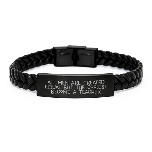 Teacher Engraved Interlaced Leather Bracelet, Funny Quote Gifts for Men, Christmas Unique Gifts from Friends, Family, Coworkers - Image 1