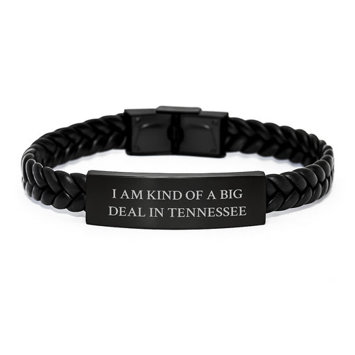 Tennessee Proud Interlaced Leather Bracelet, 'I Am Kind Of A Prime Selection In Tennessee' Quote, Birthday Unique Gifts for Men or Women from Friends - Image 1