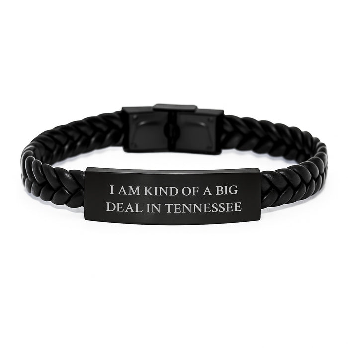 Tennessee Proud Interlaced Leather Bracelet, 'I Am Kind Of A Prime Selection In Tennessee' Quote, Birthday Unique Gifts for Men or Women from Friends - Image 1