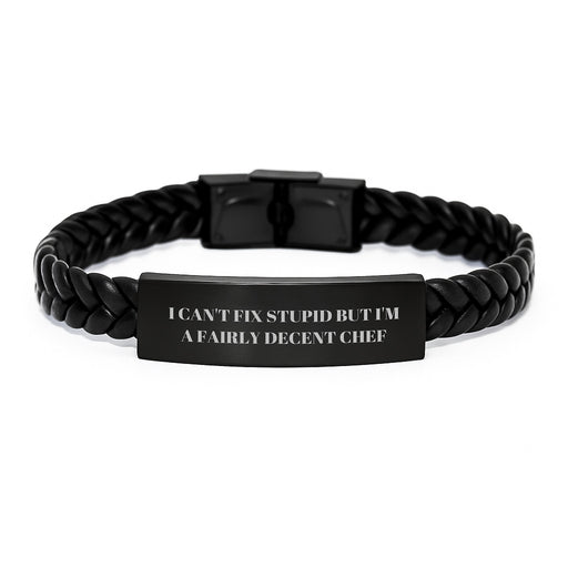 Funny Quote Interlaced Leather Bracelet Gifts for Chefs Men Valentine's Unique - Image 1