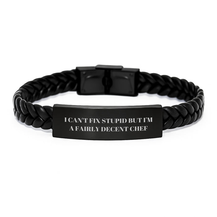 Funny Quote Interlaced Leather Bracelet Gifts for Chefs Men Valentine's Unique - Image 1