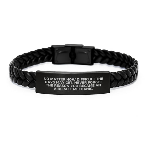 Aircraft Mechanic Gifts for Men, Inspirational Quote Interlaced Leather Bracelet, Valentine's Unique Gifts from Friends - Image 1