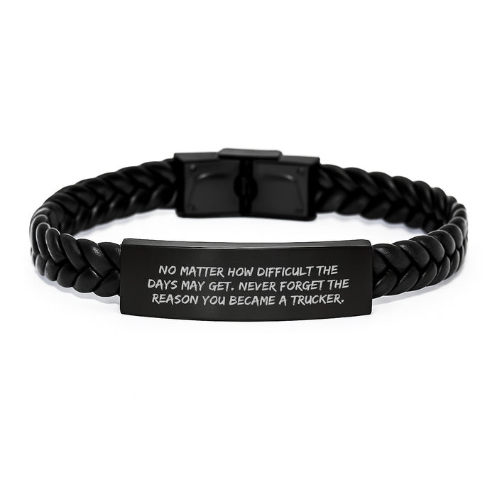 Trucker Inspiration Interlaced Leather Bracelet, Funny Quote for Husband Gifts from Wife on Valentine's - Image 1