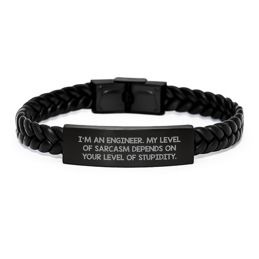 Funny Engineer Quote Gifts for Men, Interlaced Leather Bracelet with Stainless Steel, Graduation Unique Gifts from Friends and Family - Image 1