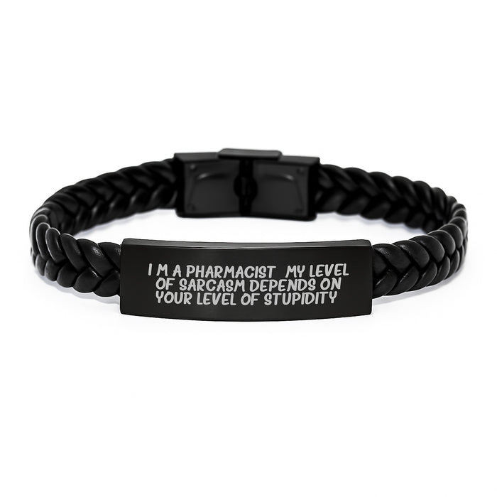 Funny Pharmacist Gifts for Men, I'm a Pharmacist Interlaced Leather Bracelet, Great Father's Day Unique Gifts from Family - Image 1