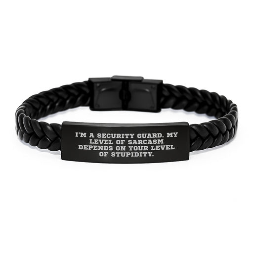 Funny Security Guard Gifts for Men Father's Day Unique Interlaced Leather Bracelet from Friends - Image 1